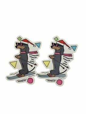 NWT Bean Goods Dachshund Through The Snow Sticker Set - 2